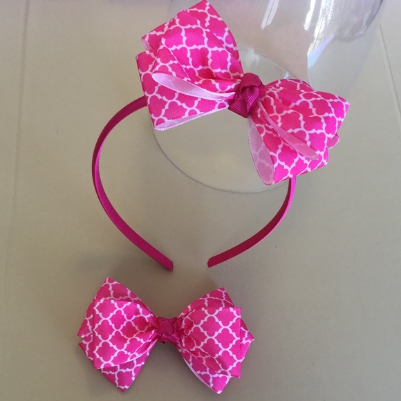 Pink Hairband & Bow Set - Picture 1 of 1